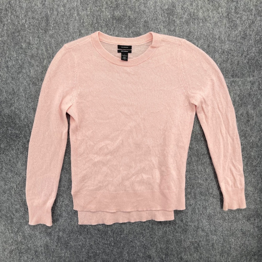 Halogen Sweater Womens Small Cashmere Crewneck Pink High Low